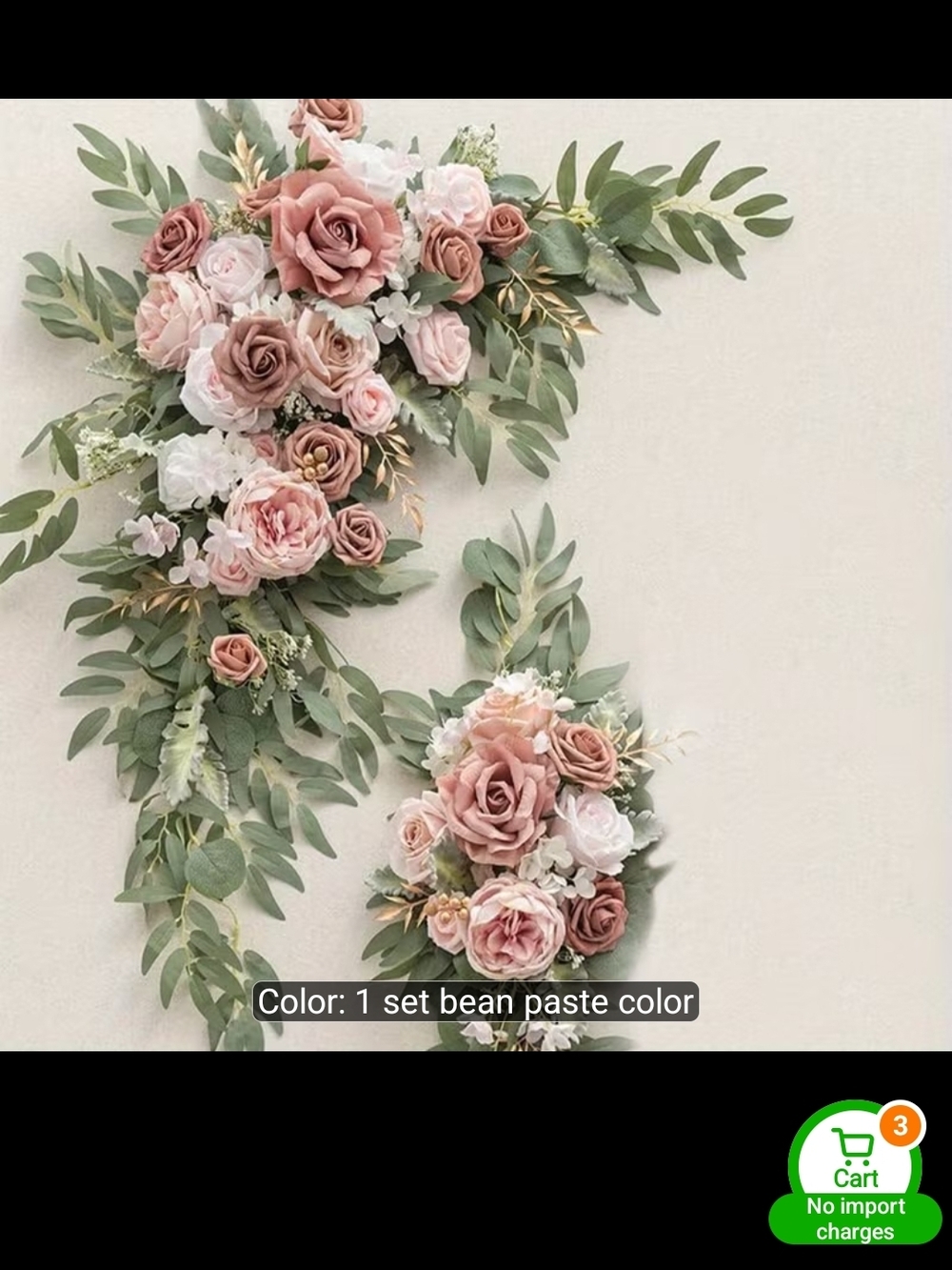 Unbranded Bean Paste Pink & Green Faux Flower Garland